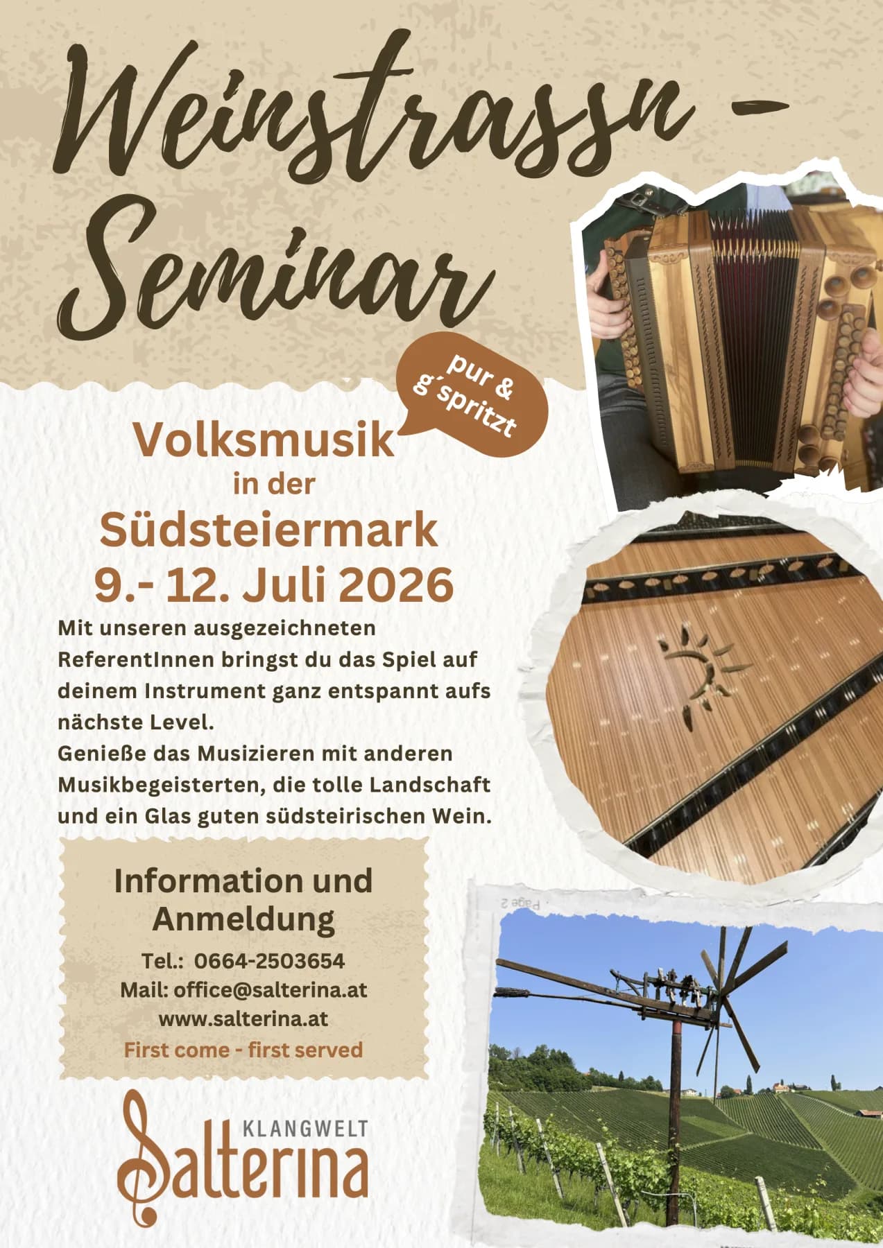 Weinstraßen Seminar – Volksmusik "pur & g’spritzt" - Bild 1