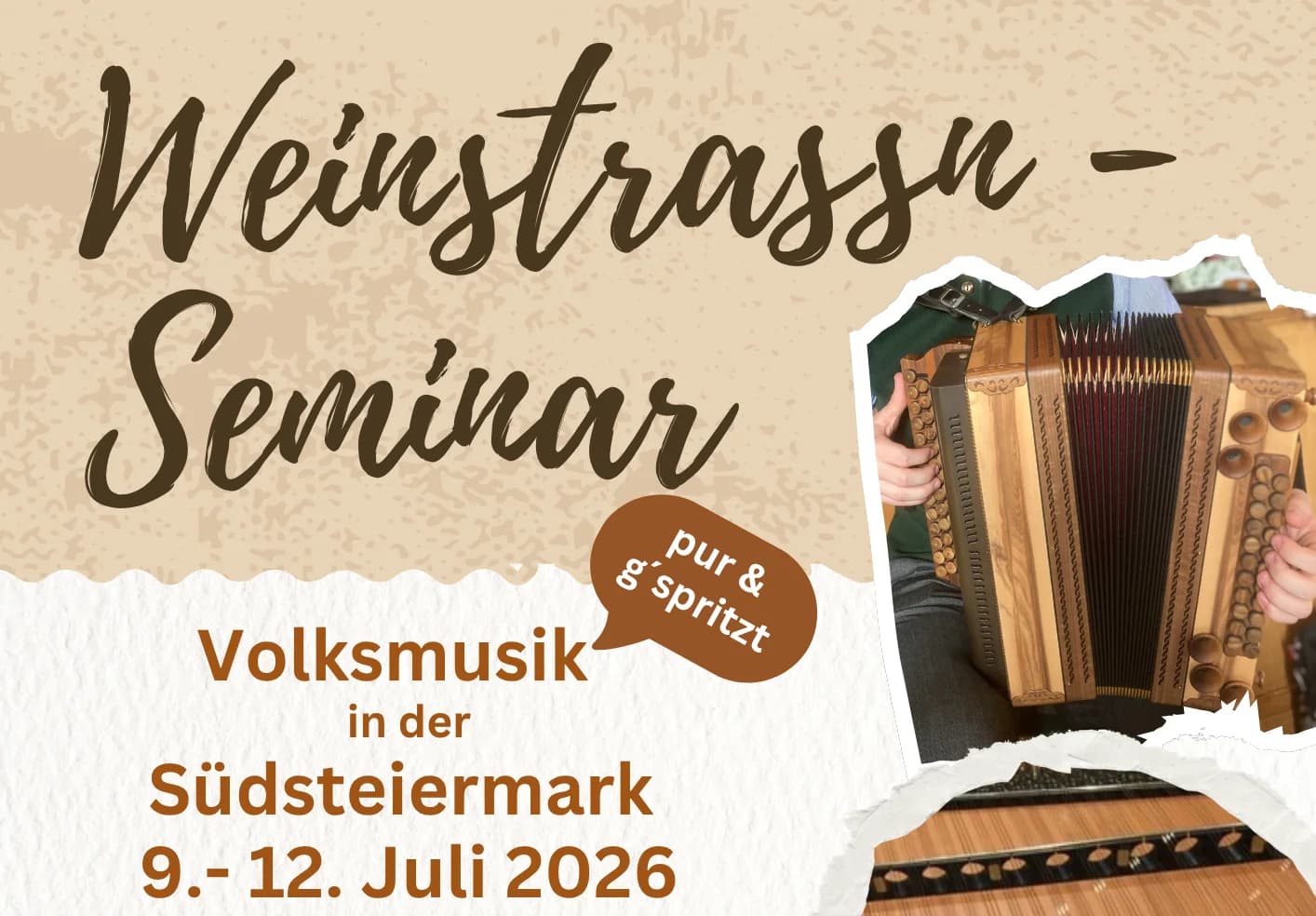 Weinstraßen Seminar Volksmusik pur und g'spritzt